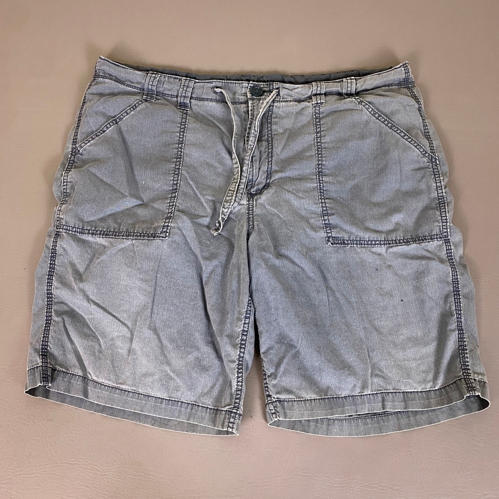Old Navy Cargo Shorts Mens Size 38 Gray Cotton Drawstring Classic Fit Casual*